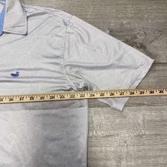 Southern Marsh Mens Polo Shirt Medium Geometric Print Blue Duck Logo Golf Casual - Picture 3 of 9